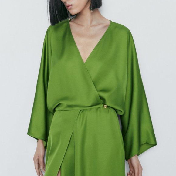 I'm search of! Massimo Dutti Green Kimono Dress - Picture 2 of 4